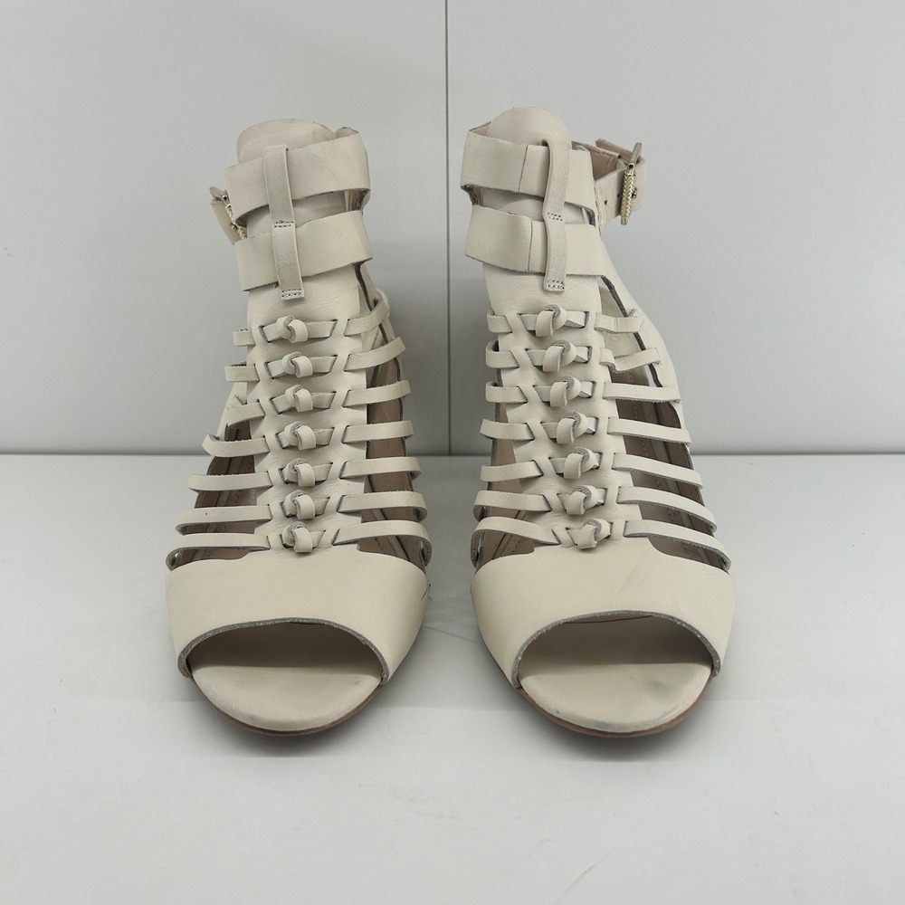 Vince Camuto Estelli Cream Leather Caged Gladiator Heeled Sandals Size 10M